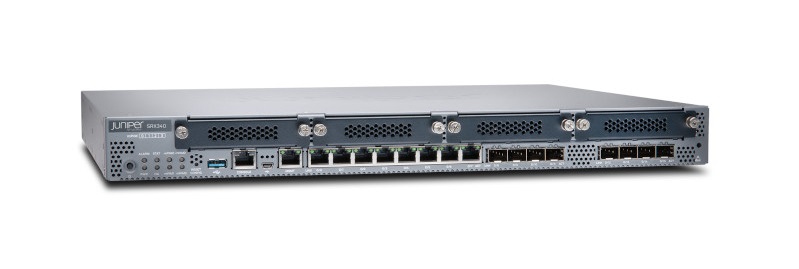 Juniper SRX340 Services Gateway includes hardware (16GE, 4x MPIM slots, 4G RAM, 8G Flash, power supply, cable and RMK) 