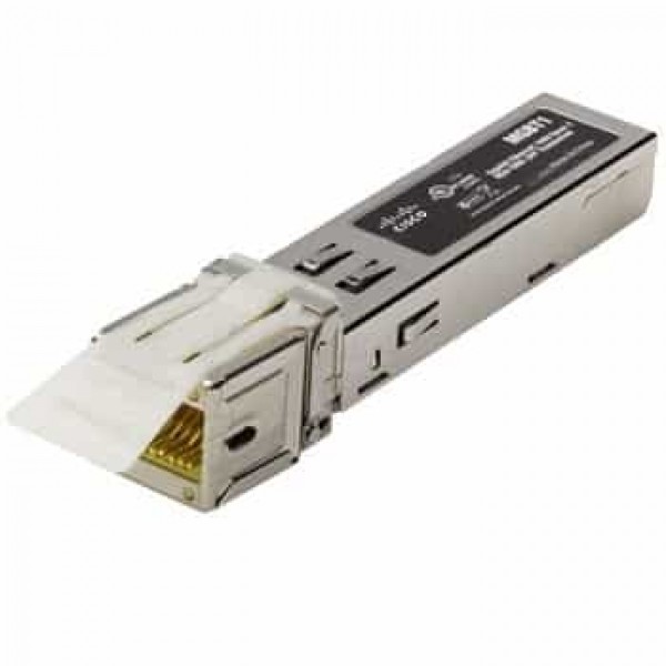 Cisco 1000BASE-T SFP transceiver for Category 5 copper wire, supports up to 100 m