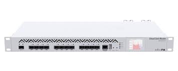 1U rackmount, 12xSFP cage, 1xSFP+ cage, 16 cores x 1.2GHz CPU, 2GB RAM, LCD panel, Dual Power supplies, RouterOS L6