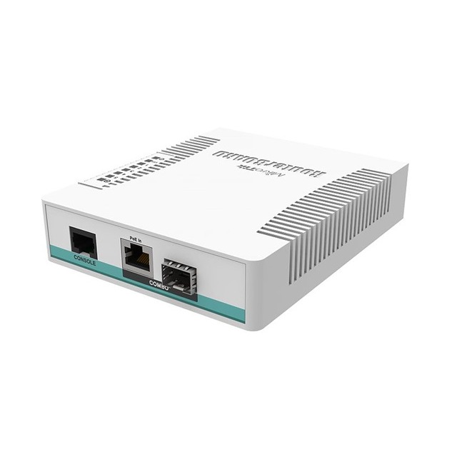 Smart Switch, 5x SFP cages, 1x Combo port (SFP or Gigabit Ethernet), 400MHz CPU, 128MB RAM, desktop case, RouterOS L5