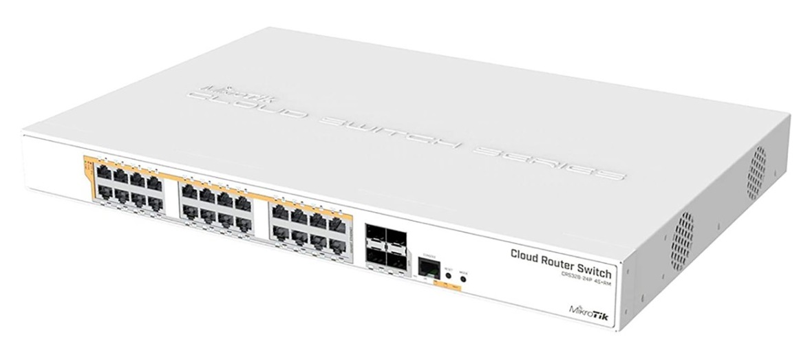Mikrotik Cloud Router Switch CRS328-24P-4S+RM - PoE out switch, 24 PoE out Gigbit Ethernet ports with 4 SFP+