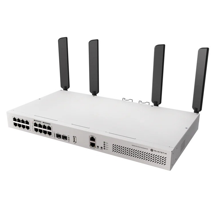 Cloud Router Switch 418-8P-8G-2S+RM with quad-core IPQ-8072 2.2GHz ARM CPU, 1 GB RAM, 98DX226S switch chip, 17 x Gigabit Eth  ports (