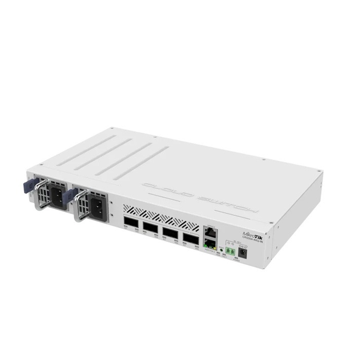 Mikrotik,Cloud Router Switch 504-4XQ-IN with QCA9531 650MHz CPU, 16 x 25G port 98DX4310 switch chip, 64 MB RAM, 4 x 100G QSFP28 ports