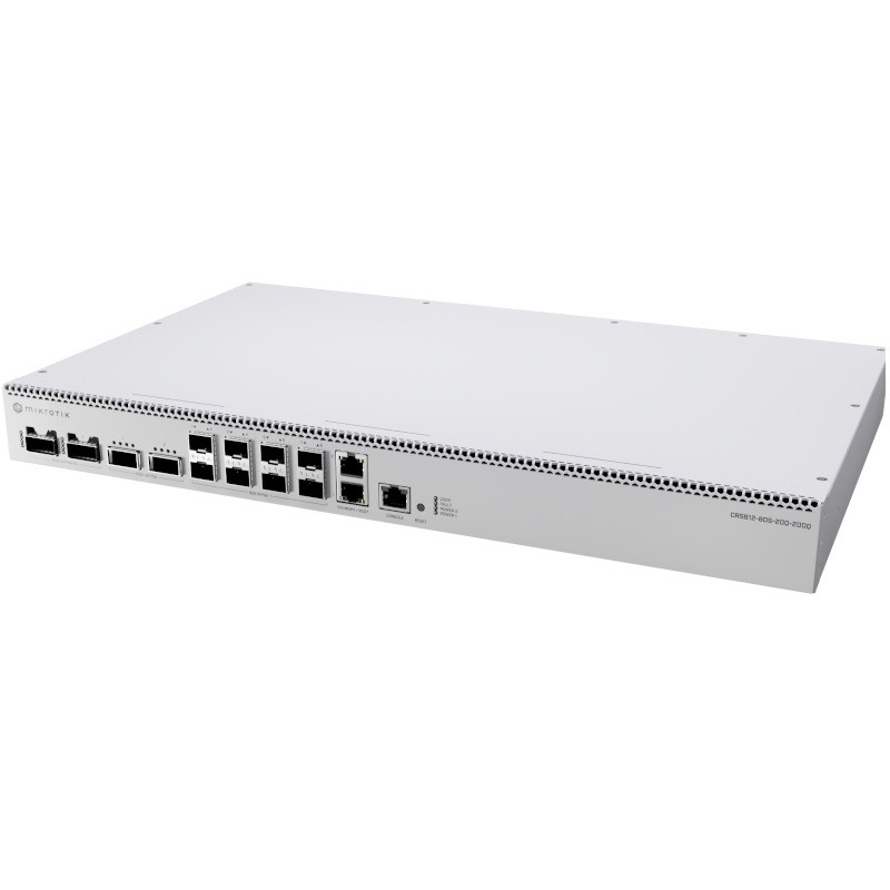 Mikrotik,Cloud Router Switch 812 DDQ with Quad-Core AL52400 2GHz CPU, 4 GB RAM, 98DX7335 switch chip, 2 x 1G/2.5G/5G/10G Eth ports.
