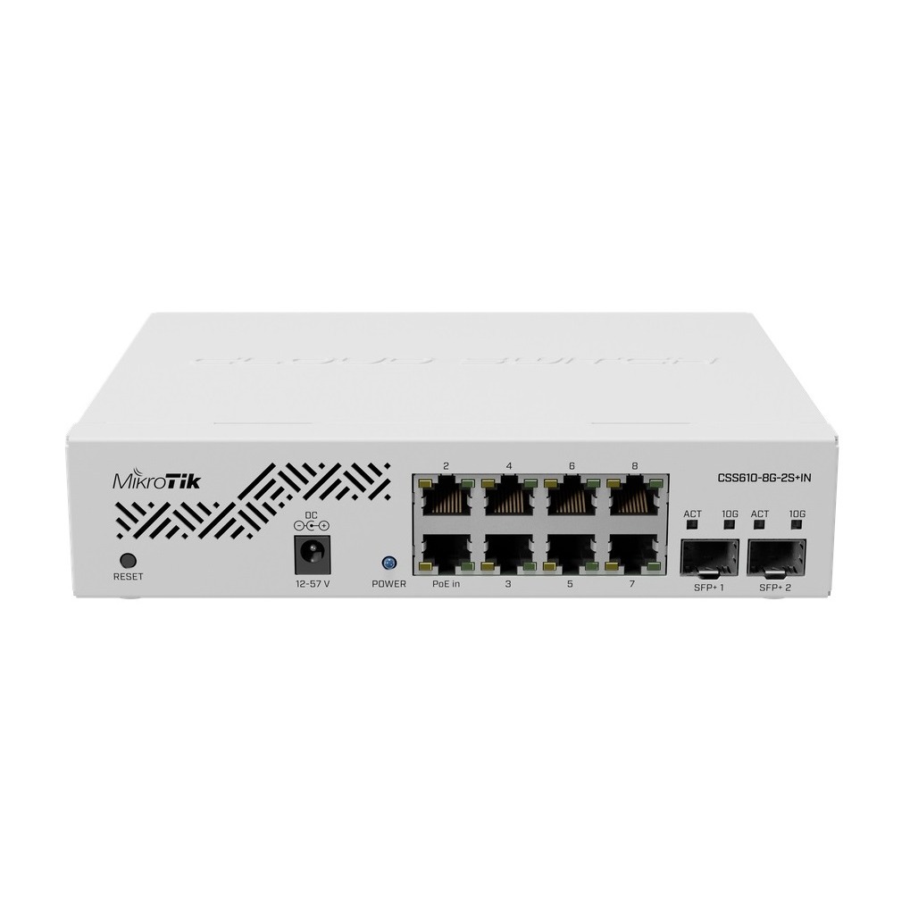 Mikrotik,Eight 1G Ethernet ports and two SFP+ ports for 10G fiber connectivity