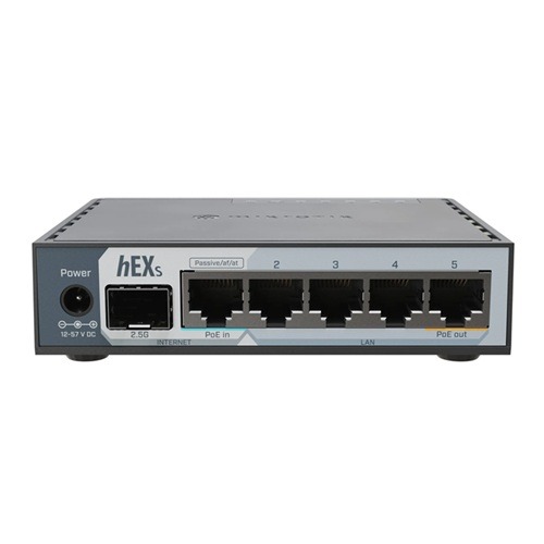 Mikrotik,hEX S (2025 version) with Dual Core 950MHz CPU, 512MB RAM, 2.5G SFP cage, 5 x Gigabit Eth ports, USB, RouterOS v7 L4,