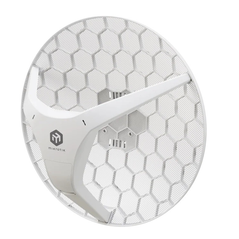 Mikrotik, LHG 5 ax with 24.5dBi 5GHz antenna, 5GHz 802.11a/n/ac/ax wireless, 800MHz CPU, 256MB RAM, 1 x Gigabit Eth, POE, PSU