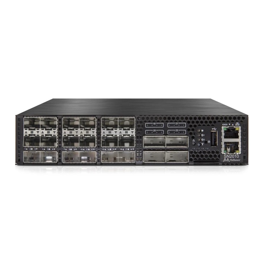 NVIDIA Spectrum based 25GbE/100GbE 1U Open Ethernet switch with Onyx, 18  SFP28 ports and 4 QSFP28 ports, 2 Power Supplies (AC).