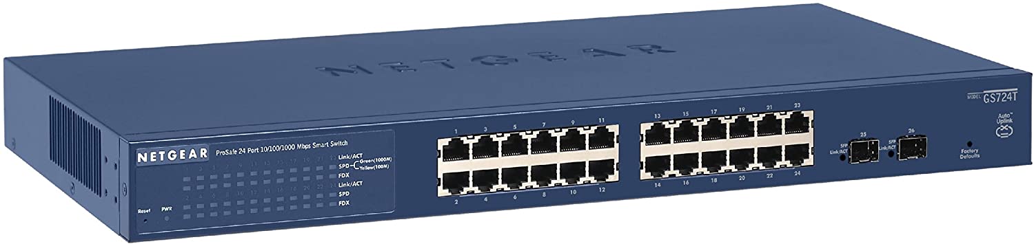 NETGEAR GS724T, 24-Port Gigabit with 2 SFP Ports Uplink, Smart Switch 