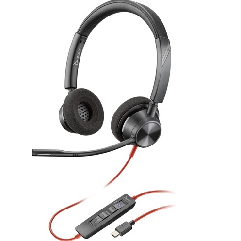 Poly Blackwire 3320 Stereo Microsoft Teams Certified USB-C Headset +USB-C/A Adapter