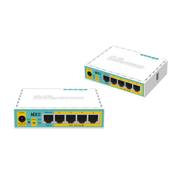Mikrotik  hex poe lite-RB750UPR2 5xEthernet with PoE output for four ports, USB, 650MHz CPU, 64MB RAM, RouterOS L4