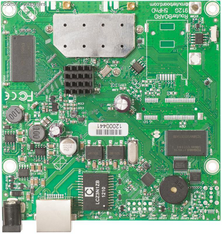 600Mhz CPU, 64MB RAM, 1xEthernet, onboard 5Ghz Dual chain wireless, RouterOS L3