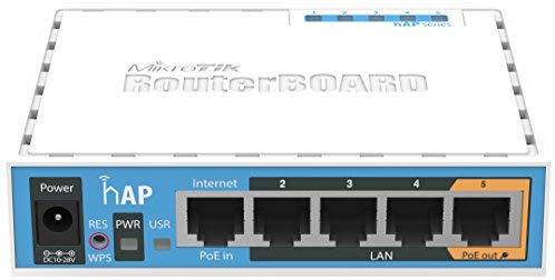 hAP 2.4GHz AP, Five Ethernet ports, PoE-out on port 5, USB for 3G/4G support