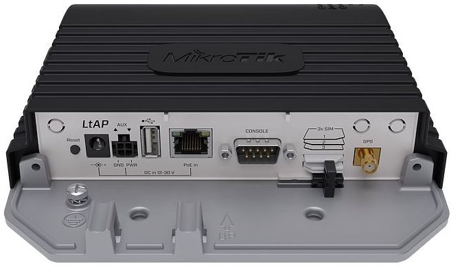 LtAP A heavy-duty 2.4GHz access point with two miniPCI-e slots, three SIM slots and GNSS support (GPS, GLONASS, BeiDou, Galileo)
