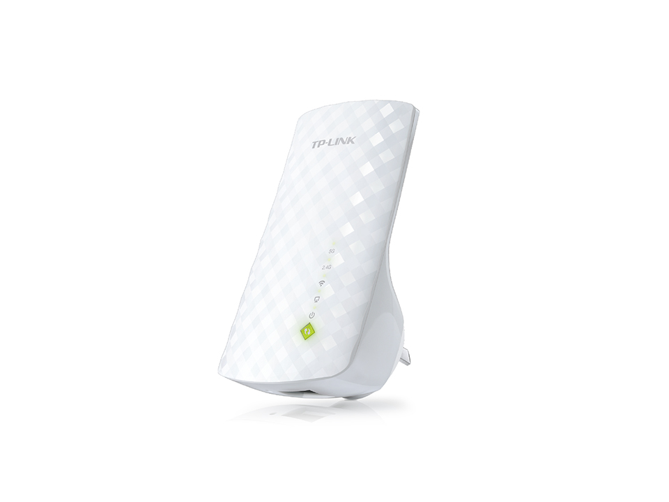 AC750 Dual Band Wireless Wall Plugged Range Extender, with internal Antennas