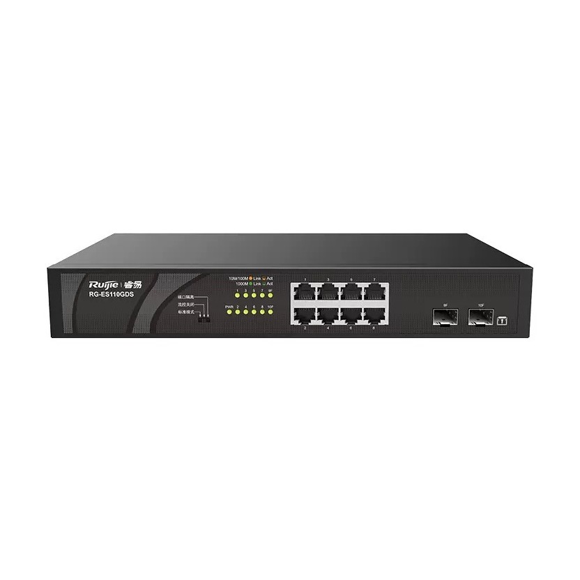 8 x 1000M copper ports and 2 x 1000M uplink SFP ports: 8 ports for PoE/PoE+, with the maximum PoE power up to 120 W; unmanaged switch;