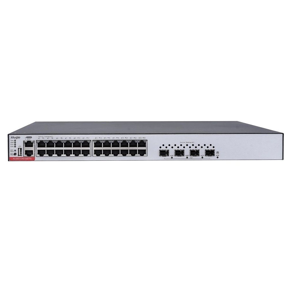 24-Port GE Electrical Layer 3 Managed Access Switch, 10G Uplink, RG-S5300-24GT4XS-E