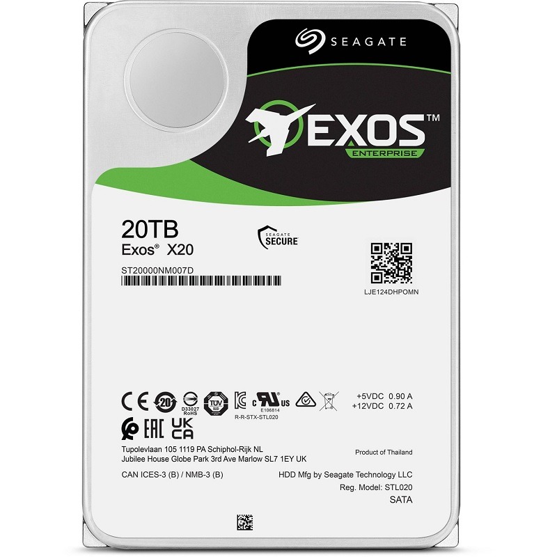 Seagate Exos X20 20TB SATA HDD SATA 6Gb/s 7200 RPM (ST20000NM007D)