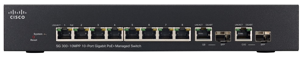 Cisco SG300-10MPP-K9 10-port Gigabit Max PoE+ Managed Switch