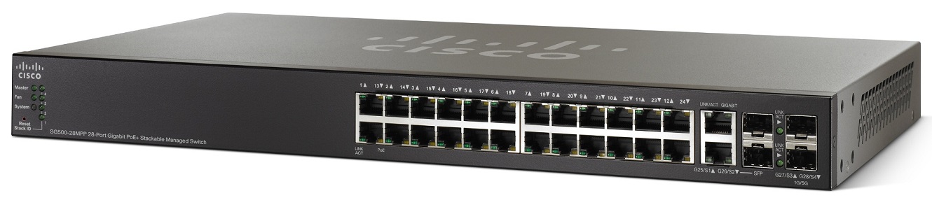 Cisco SG500-28MPP 28-port Gigabit Max PoE+ Stackable Managed SwitcH