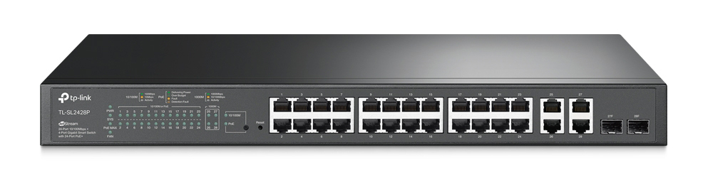 T1500-28PCT Managed L2 Fast Ethernet (10/100) Power over Ethernet (PoE) 1U Black