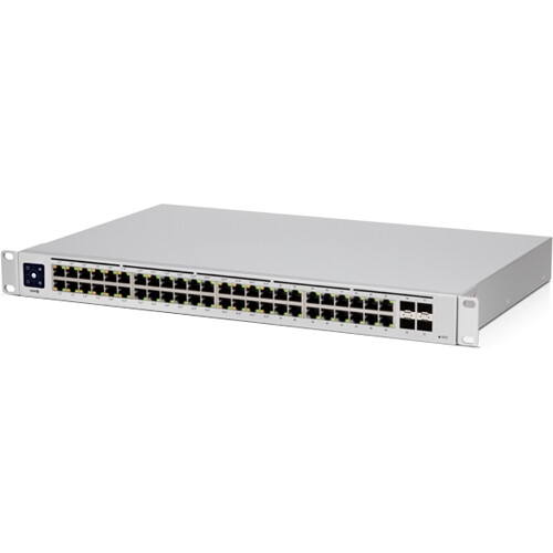 UniFi 48-Port managed PoE switch with (48) Gigabit Ethernet ports including (32) 802.3at PoE+ ports, and (4) SFP ports