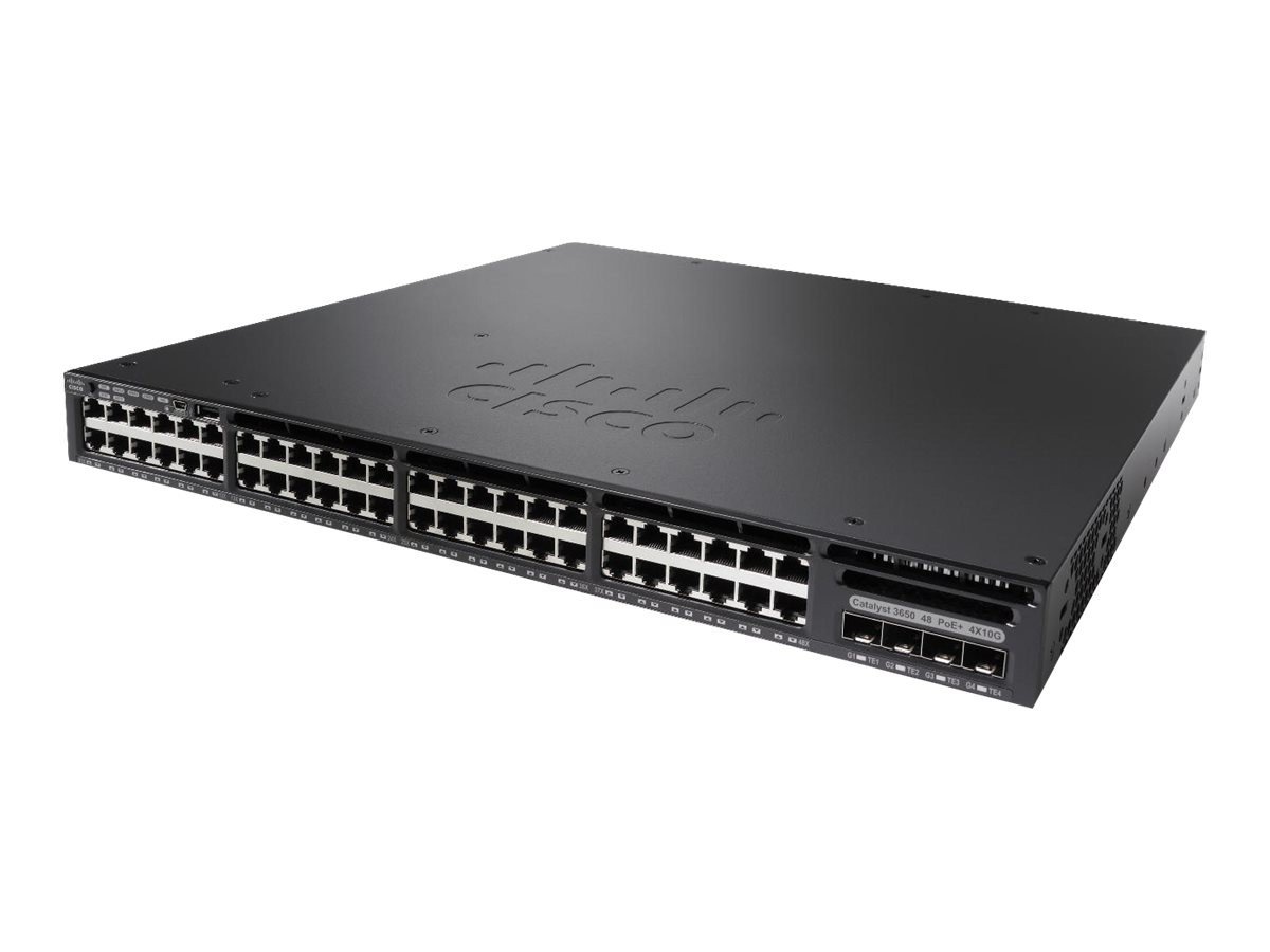 Cisco Catalyst 3650 48 Port Full PoE 2x10G Uplink IP Base 