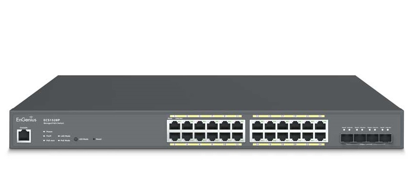 Cloud Managed 24-Port Gigabit PoE+ Switch with 4 SFP+ Ports