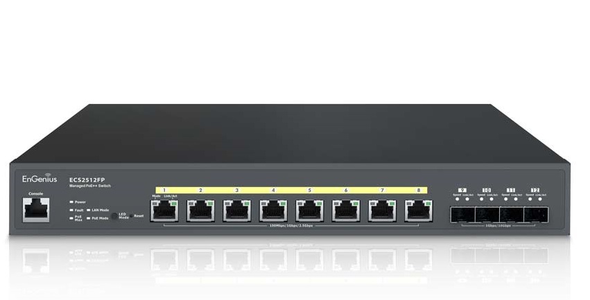 Cloud Managed 8-Port 240W PoE++ Multi-Gigabit 2.5 Gb Switch w/ 4 SFP+ Uplink Ports