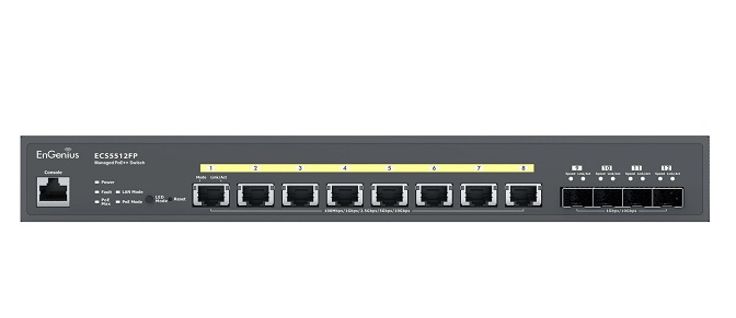 Cloud Managed Switch with 8 x 10G PoE + 4 x SFP+, 802.3bt/at/af, 240w PoE, 13inch 1U rack-mountable