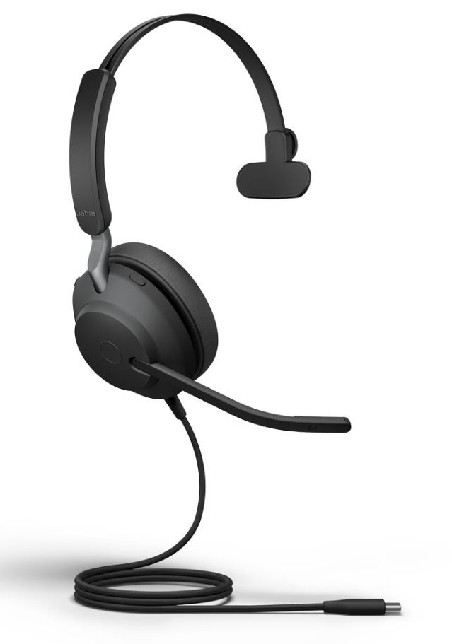 Jabra Evolve2 40 Mono Wired On-Ear Headset (Unified Communication, USB Type-C, Black)