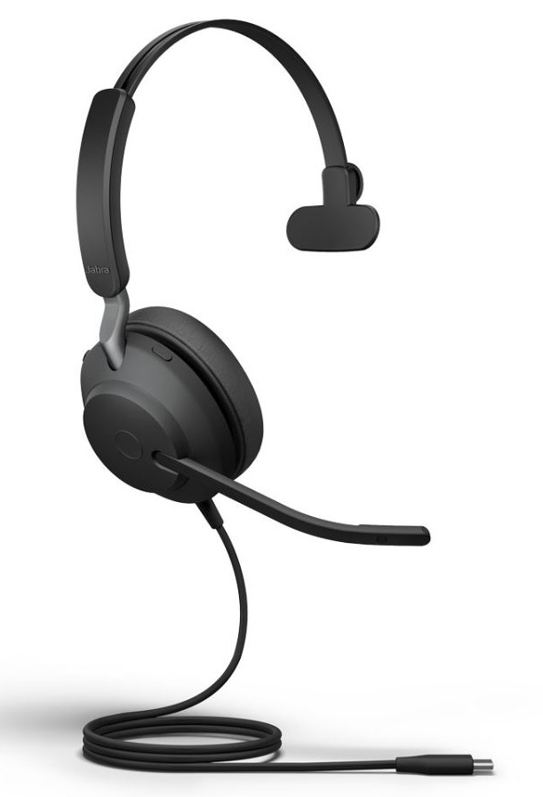 Jabra Evolve2 40 Mono Wired On-Ear Headset (Microsoft Teams, USB Type-C, Black)