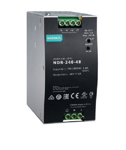 240 W/5.0 A DIN-rail 48 VDC power supply, universal 90 to 264 VAC or 127 to 370 VDC input voltage