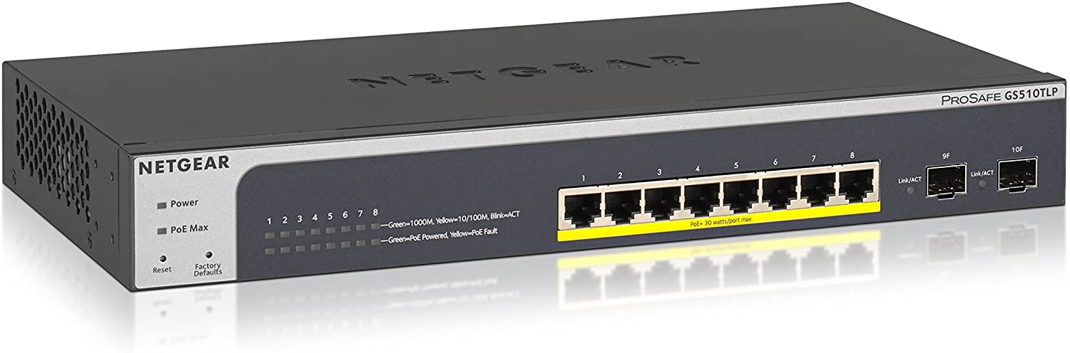 8-Port Gigabit Ethernet PoE+ Smart Switch w/ optional Remote/Cloud Management and 2 Copper Ports (120W)