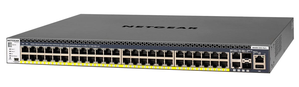 10/100/1000, L3, 48 PoE+(860-1440W) port stackable switch with 4 Dedicated 10G ports (2 Copper and 2 Fiber)