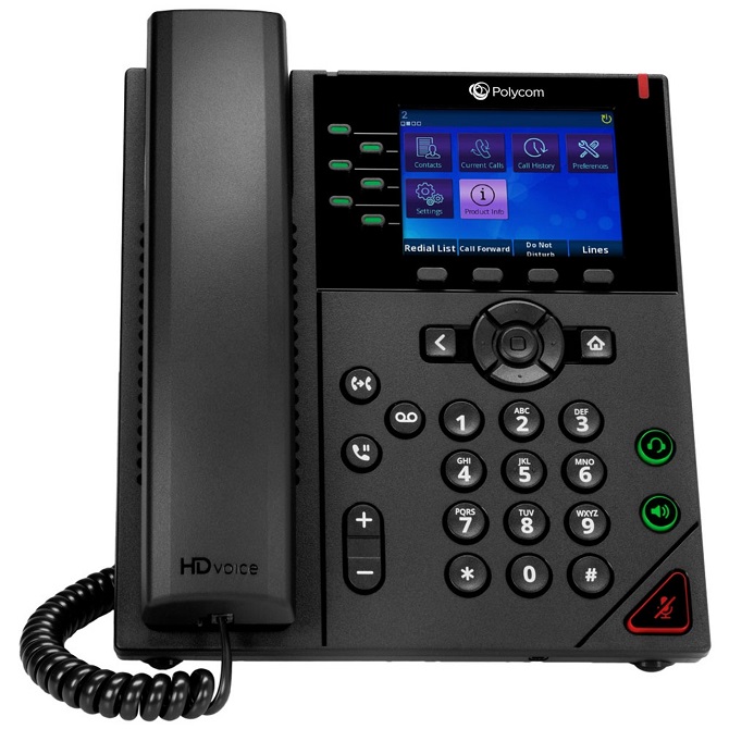 OBi Edition VVX 350 6-line Desktop Business IP Phone with dual 10/100/1000 Ethernet ports. PoE only. Ships without power supply.