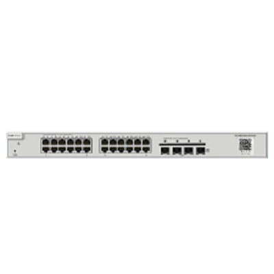 24 × 10/100/1000Base-T copper ports with auto-negotiation, 4 × SFP+ ports, fixed single AC power supply, PoE/PoE+ power supply,